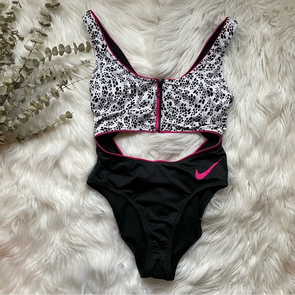 Nike Party Dots Women’s Cutout One-Piece Swimsuit M NWT - Picture 3 of 12